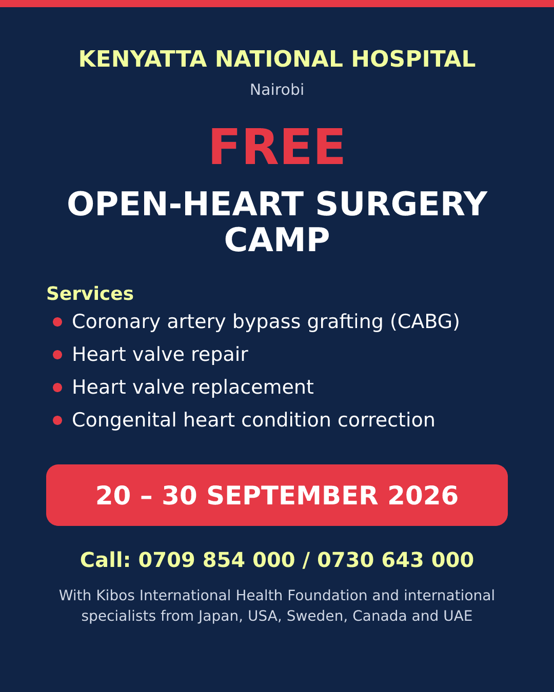 KNH Free Open-Heart Surgery Camp