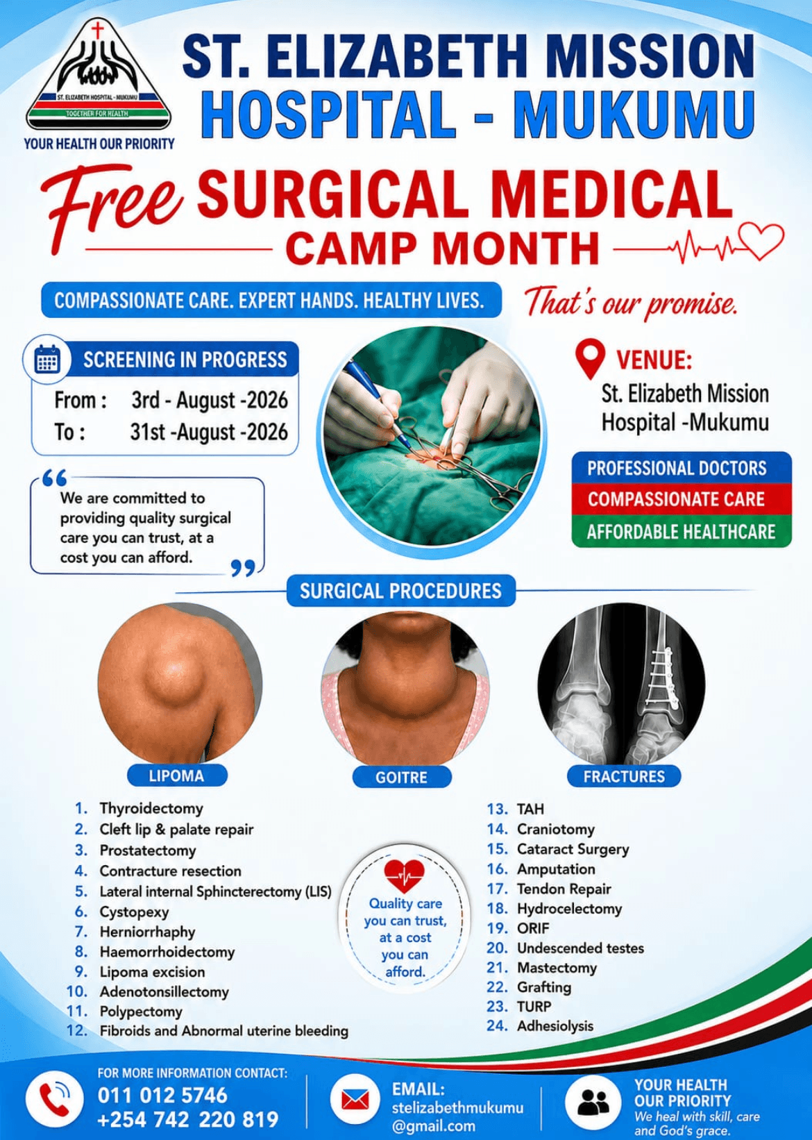 St. Elizabeth Mission Hospital - Mukumu Free Surgical Camp